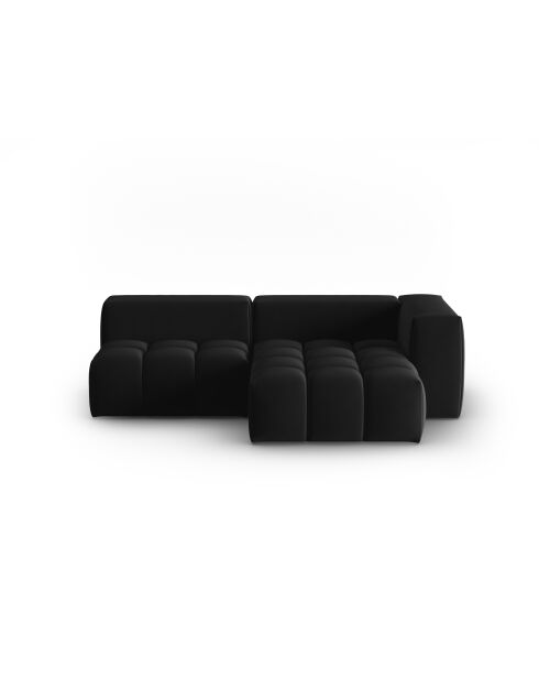 Verona 3-zits zwarte modulaire fluwelen hoekbank rechts - 205x145x70 cm