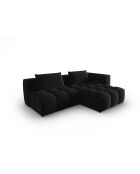 Verona 3-zits zwarte modulaire fluwelen hoekbank rechts - 205x145x70 cm