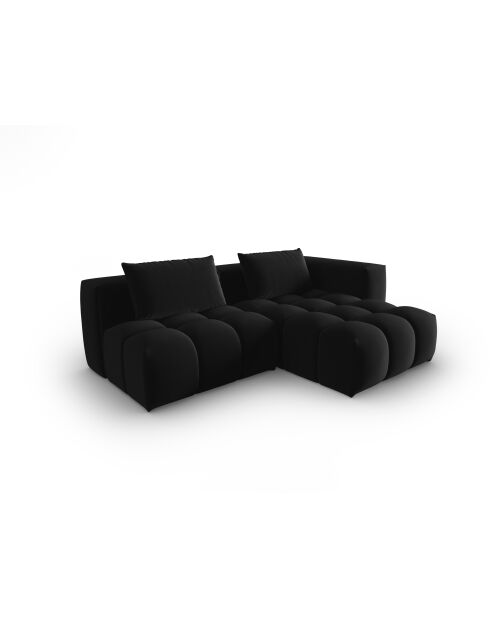 Verona 3-zits zwarte modulaire fluwelen hoekbank rechts - 205x145x70 cm