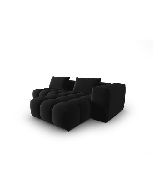 Verona 3-zits zwarte modulaire fluwelen hoekbank rechts - 205x145x70 cm