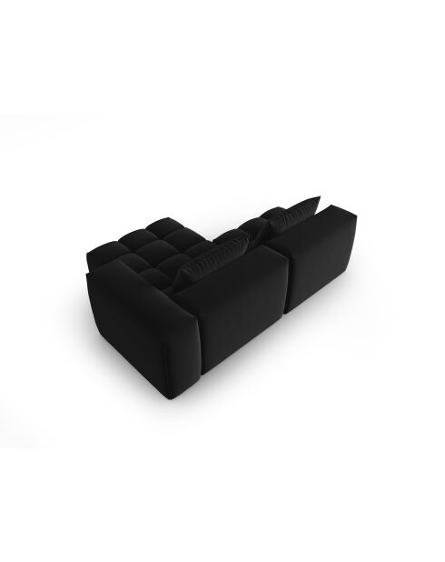 Verona 3-zits zwarte modulaire fluwelen hoekbank rechts - 205x145x70 cm