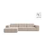 Chicago 4-Sitzer-Ecksofa links aus Samt hellbeige - 294x167x78 cm