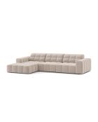 Chicago 4-Sitzer-Ecksofa links aus Samt hellbeige - 294x167x78 cm
