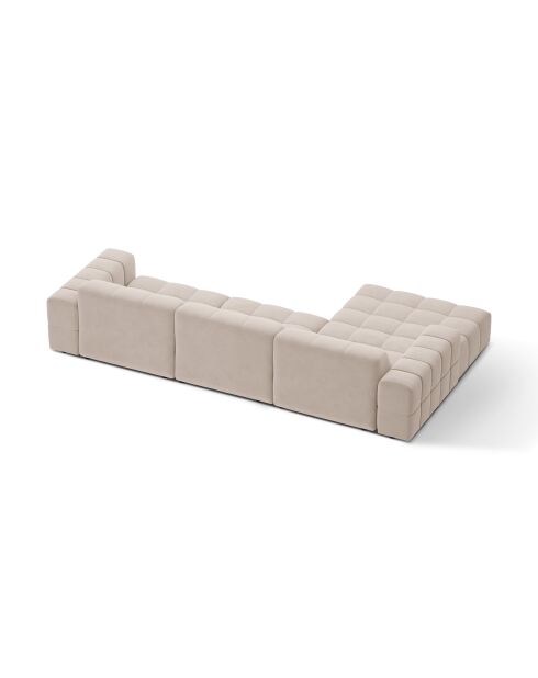 Chicago 4-Sitzer-Ecksofa links aus Samt hellbeige - 294x167x78 cm