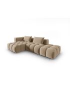 Verona Modulares Ecksofa aus Samt für 4 Personen, links im Sand, 265 x 145 x 70 cm