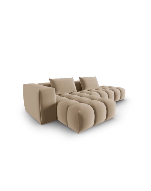 Verona 4-zits modulaire fluwelen linkerhoekbank in het zand - 265x145x70 cm