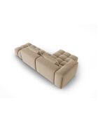 Verona Modulares Ecksofa aus Samt für 4 Personen, links im Sand, 265 x 145 x 70 cm