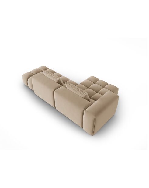 Verona 4-zits modulaire fluwelen linkerhoekbank in het zand - 265x145x70 cm