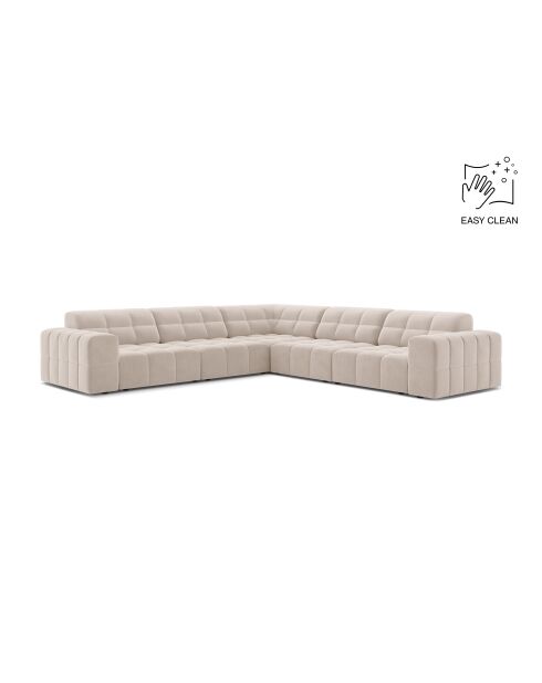 Chicago symmetrisches Ecksofa aus Samt für 4 Personen, hellbeige — 285 x 285 x 78 cm