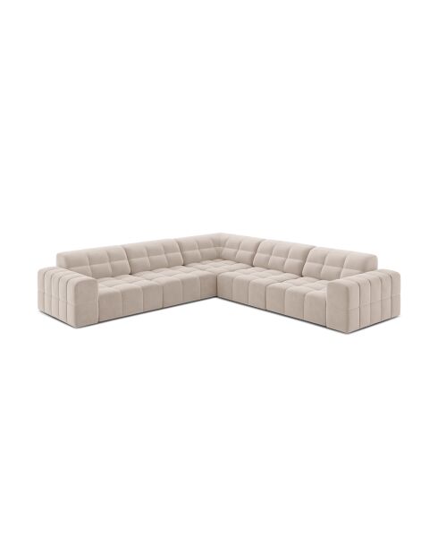 Chicago symmetrisches Ecksofa aus Samt für 4 Personen, hellbeige — 285 x 285 x 78 cm