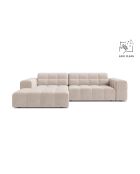 Chicago Velvet Ecksofa links 3-Sitzer hellbeige - 234x167x78 cm