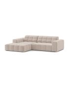 Chicago Velvet Ecksofa links 3-Sitzer hellbeige - 234x167x78 cm