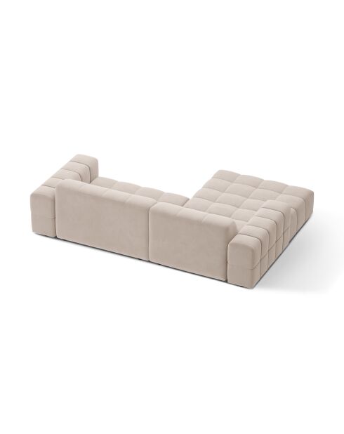 Chicago Velvet Ecksofa links 3-Sitzer hellbeige - 234x167x78 cm