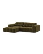 Divano angolare sinistro Chicago in velluto 3 posti verde - 234x167x78 cm
