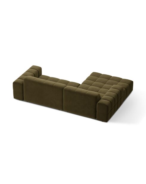 Divano angolare sinistro Chicago in velluto 3 posti verde - 234x167x78 cm