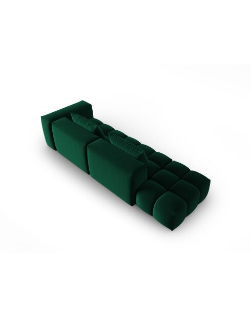 Canapé modulable gauche en velours Verona 4 places vert bouteille - 265x85x70 cm