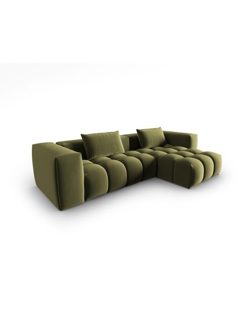 Verona 3-zits lichtgroene modulaire fluwelen hoekbank rechts - 260x145x70 cm