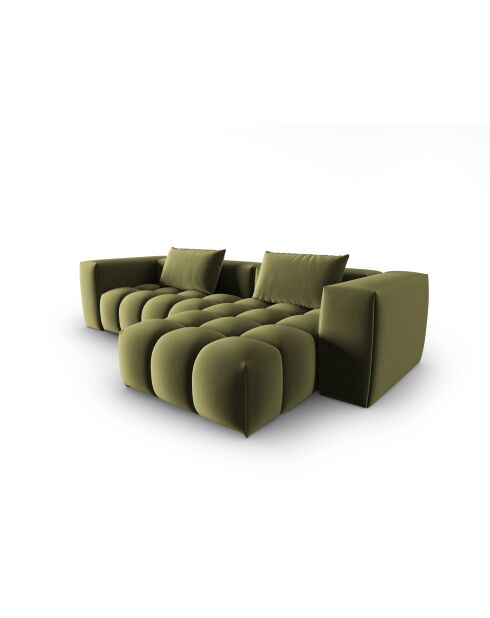 Verona 3-zits lichtgroene modulaire fluwelen hoekbank rechts - 260x145x70 cm