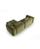 Divano angolare destro modulare Verona 3 posti verde chiaro in velluto - 260x145x70 cm
