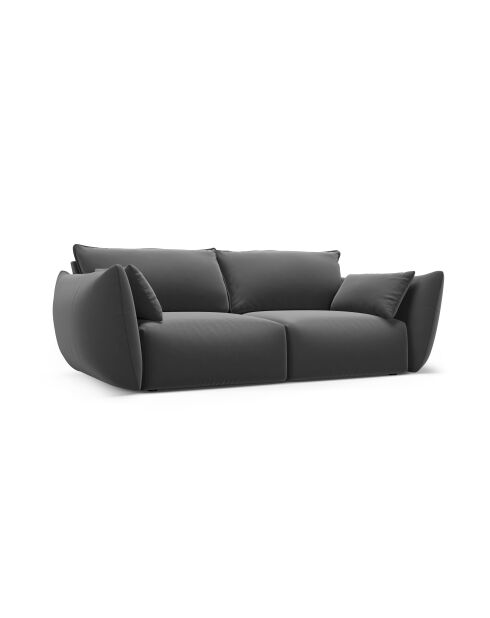 Canapé velours Matera 2 places gris foncé - 180x110x85 cm