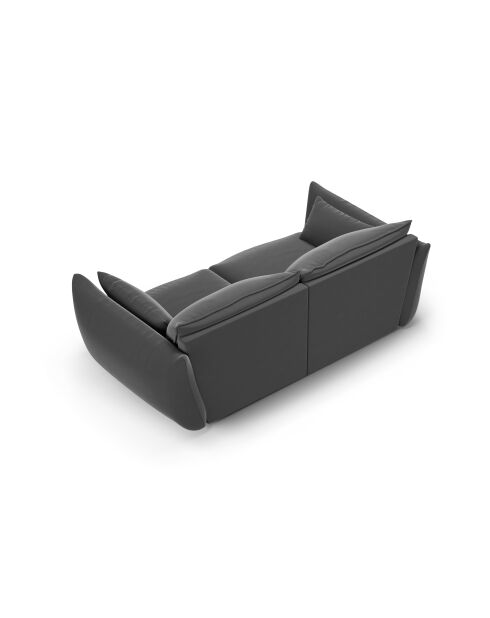 Canapé velours Matera 2 places gris foncé - 180x110x85 cm