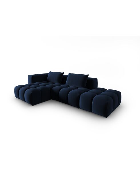 Verona 4-zits modulaire fluwelen linkerhoekbank koningsblauw - 265x145x70 cm