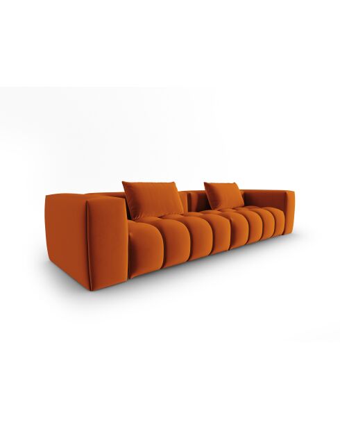 Sofá modular Verona de 5 plazas de terciopelo terracota - 290x85x70 cm