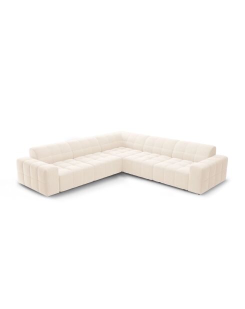 Chicago symmetrisches Ecksofa aus Samt für 4 Personen, hellbeige — 285 x 285 x 78 cm