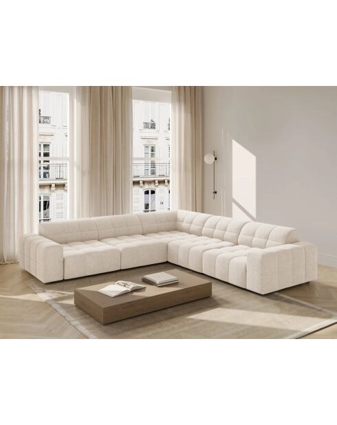 Chicago symmetrisches Ecksofa aus Samt für 4 Personen, hellbeige — 285 x 285 x 78 cm