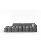 Canapé modulable gauche en velours Verona 4 places gris chaud - 265x85x70 cm