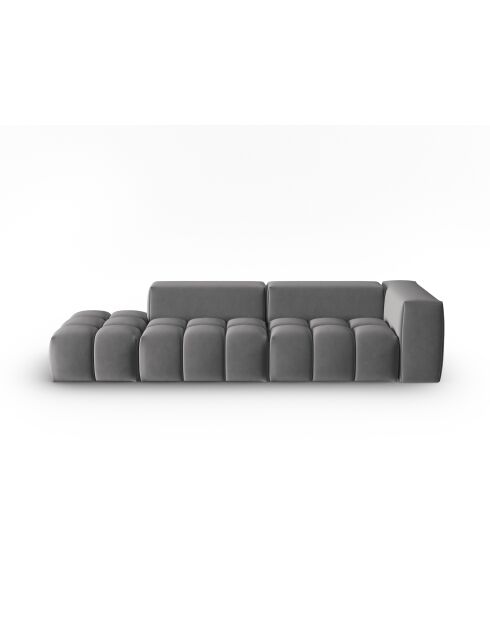 Canapé modulable gauche en velours Verona 4 places gris chaud - 265x85x70 cm