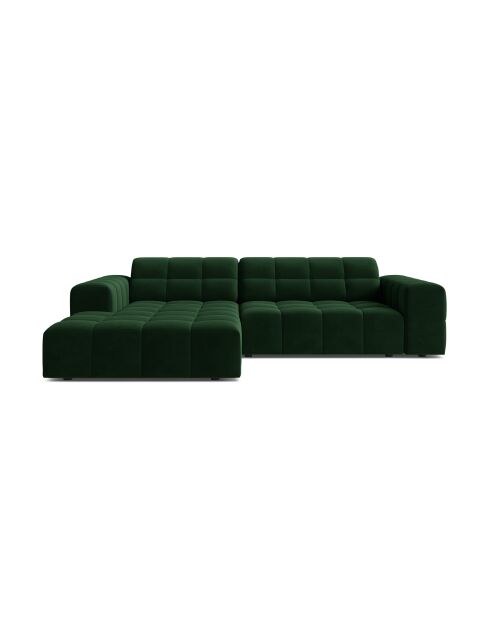 Chicago velvet linkerhoekbank 3-zits fles groen - 234x167x78 cm