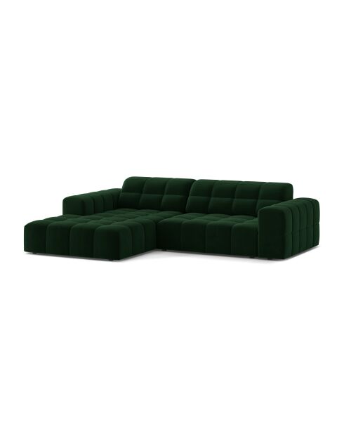 Chicago velvet linkerhoekbank 3-zits fles groen - 234x167x78 cm