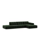 Divano angolare destro Chicago a 5 posti in velluto verde bottiglia - 348x167x78 cm