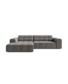 Chicago Velvet Ecksofa links 3-Sitzer hellgrau - 234x167x78 cm