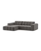Chicago Velvet Ecksofa links 3-Sitzer hellgrau - 234x167x78 cm