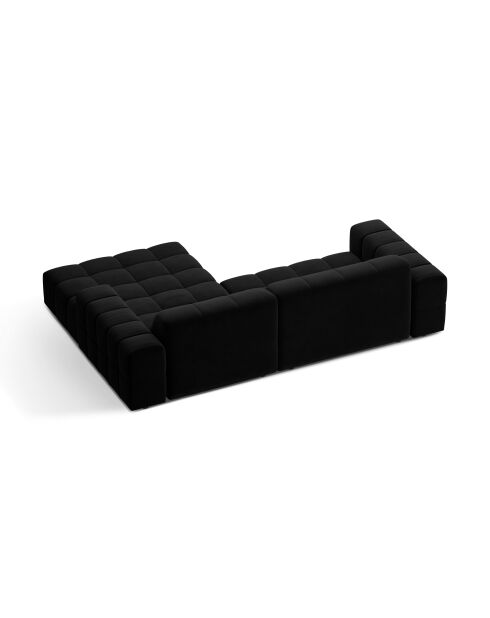 Chicago 3-Sitzer-Ecksofa aus schwarzem Samt, rechts, 234 x 167 x 78 cm