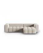 Verona 3-zits ecru modulaire fluwelen hoekbank rechts - 260x145x70 cm