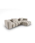 Verona 3-zits ecru modulaire fluwelen hoekbank rechts - 260x145x70 cm
