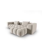 Verona 3-zits ecru modulaire fluwelen hoekbank rechts - 260x145x70 cm