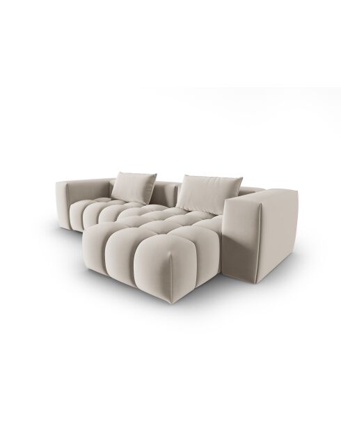 Verona 3-zits ecru modulaire fluwelen hoekbank rechts - 260x145x70 cm