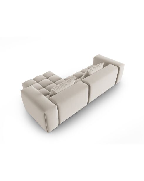 Verona 3-zits ecru modulaire fluwelen hoekbank rechts - 260x145x70 cm