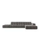 Chicago 5-Sitzer-Ecksofa aus Samt rechts hellgrau - 348x167x78 cm