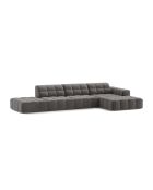 Chicago 5-Sitzer-Ecksofa aus Samt rechts hellgrau - 348x167x78 cm