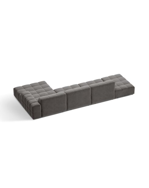 Chicago 5-Sitzer-Ecksofa aus Samt rechts hellgrau - 348x167x78 cm