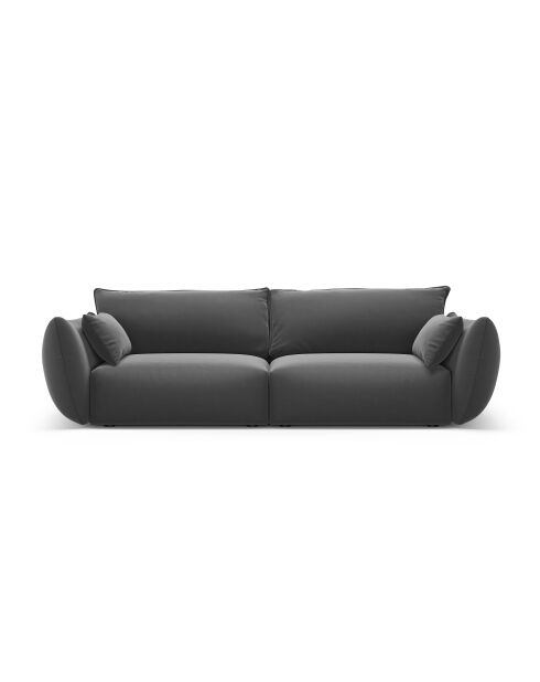 Canapé velours Matera 3 places gris foncé - 208x110x85 cm