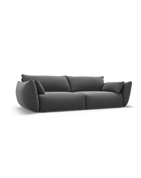 Canapé velours Matera 3 places gris foncé - 208x110x85 cm