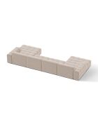 Divano panoramico Chicago 6 posti beige chiaro in velluto - 375x167x78 cm