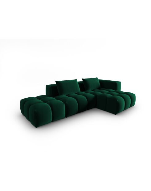 Verona 4-zits modulaire fluwelen hoekbank rechts, flesgroen - 265x145x70 cm