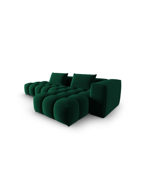 Verona 4-zits modulaire fluwelen hoekbank rechts, flesgroen - 265x145x70 cm